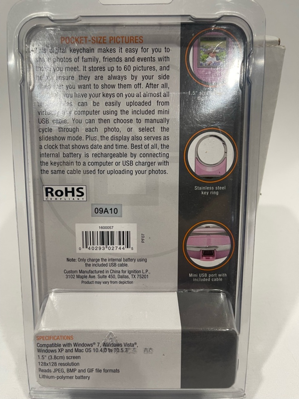 Photo Keychain Digital Display - Pink - Picture 4 of 4